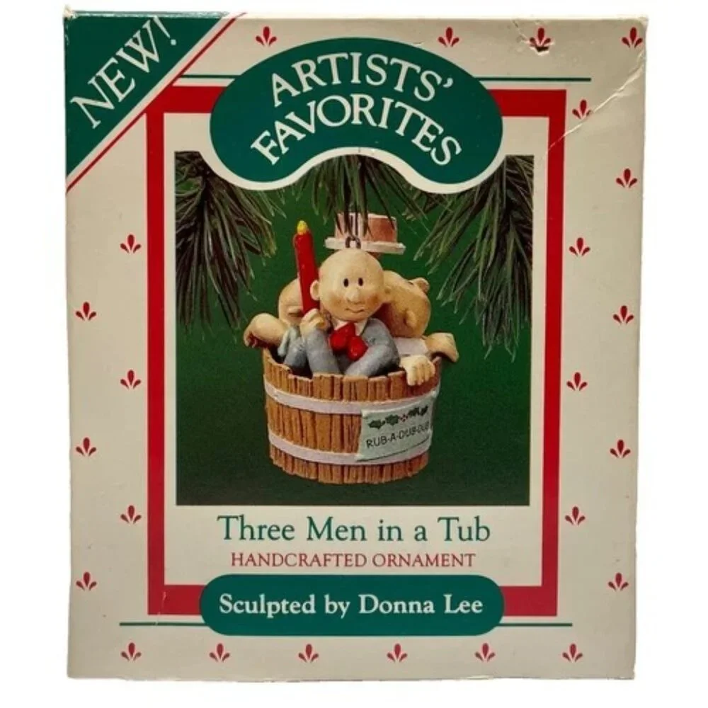 Vintage 1987 Hallmark Ornament Three Men In A Tub QX4547 Handcraft Donna Lee NIB